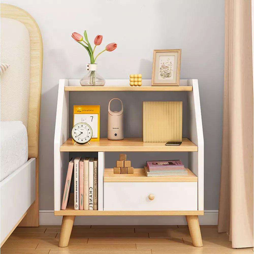 RESIGILAT - Noptiera moderna cu 3 polite si un sertar, 40x30x53cm