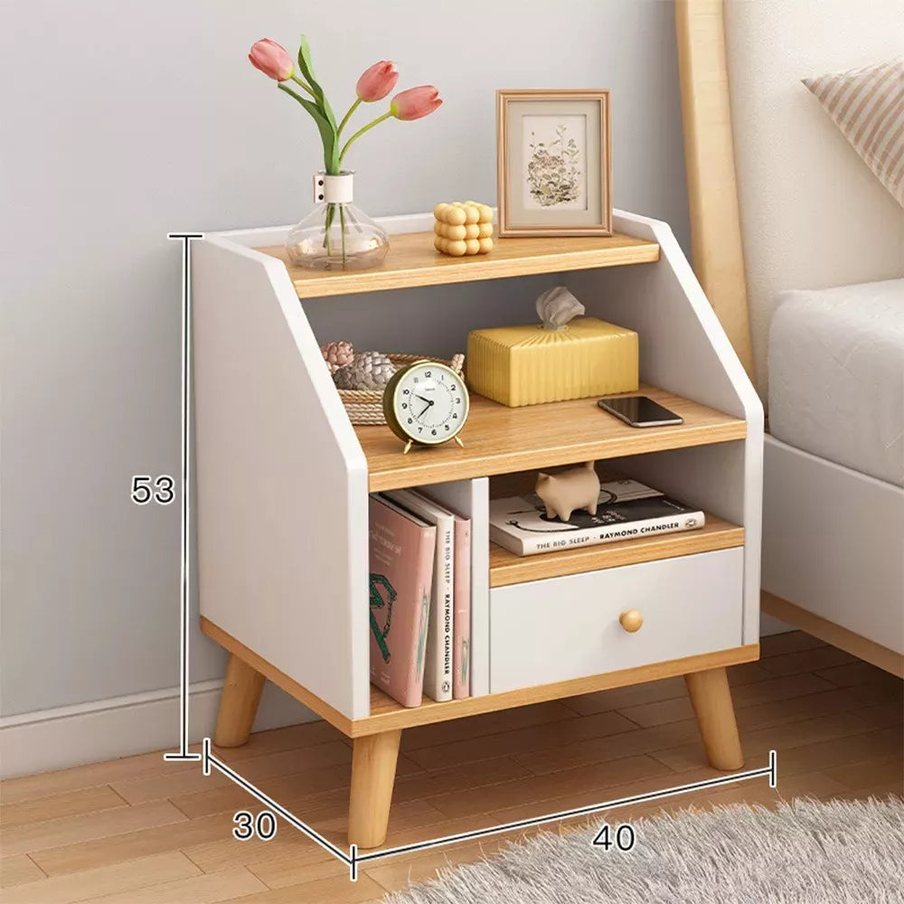 RESIGILAT - Noptiera moderna cu 3 polite si un sertar, 40x30x53cm