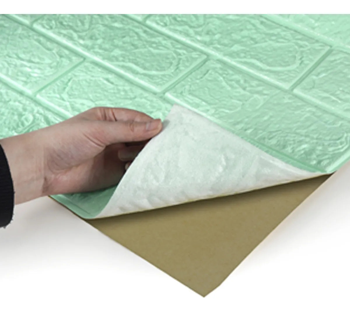 Tapet 3D caramida Verde deschis auto-adeziv pentru interior, 70 x 77 cm