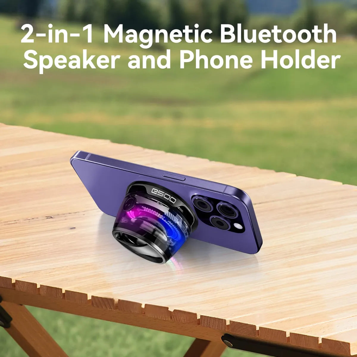 Boxa Portabila Bluetooth Rezistenta la Apa IPX7 cu Magnet, Atasare Magnetica pentru Telefoane & Suprafete Metalice, Sunet Surround 3D, Iluminare RGB, TWS Dual Channel, Negru