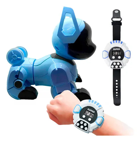 Robot Catelus Smart cu telecomanda ceas, cantece, lumini, rotire 360 de grade