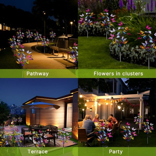 Set 2 Lampi Solare LED Fluturi Decorativi Gradina – 80 cm, Multicolor