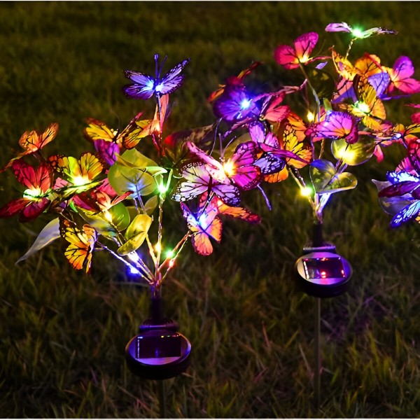 Set 2 Lampi Solare LED Fluturi Decorativi Gradina – 80 cm, Multicolor