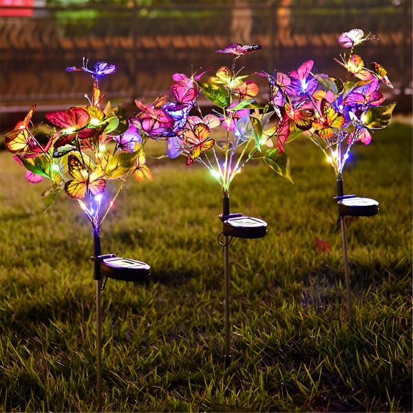 Set 2 Lampi Solare LED Fluturi Decorativi Gradina – 80 cm, Multicolor