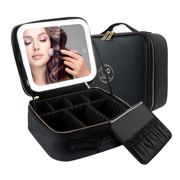 RESIGILAT - Geanta Cosmetica Pentru Make-up cu Oglinda LED  cu Touch, 26x23x11 cm