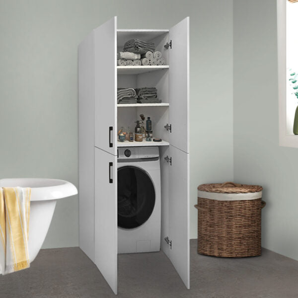 Dulap pentru masina de spalat din PAL 70x70x180 cm, cu 2 usi si rafturi, pentru baie