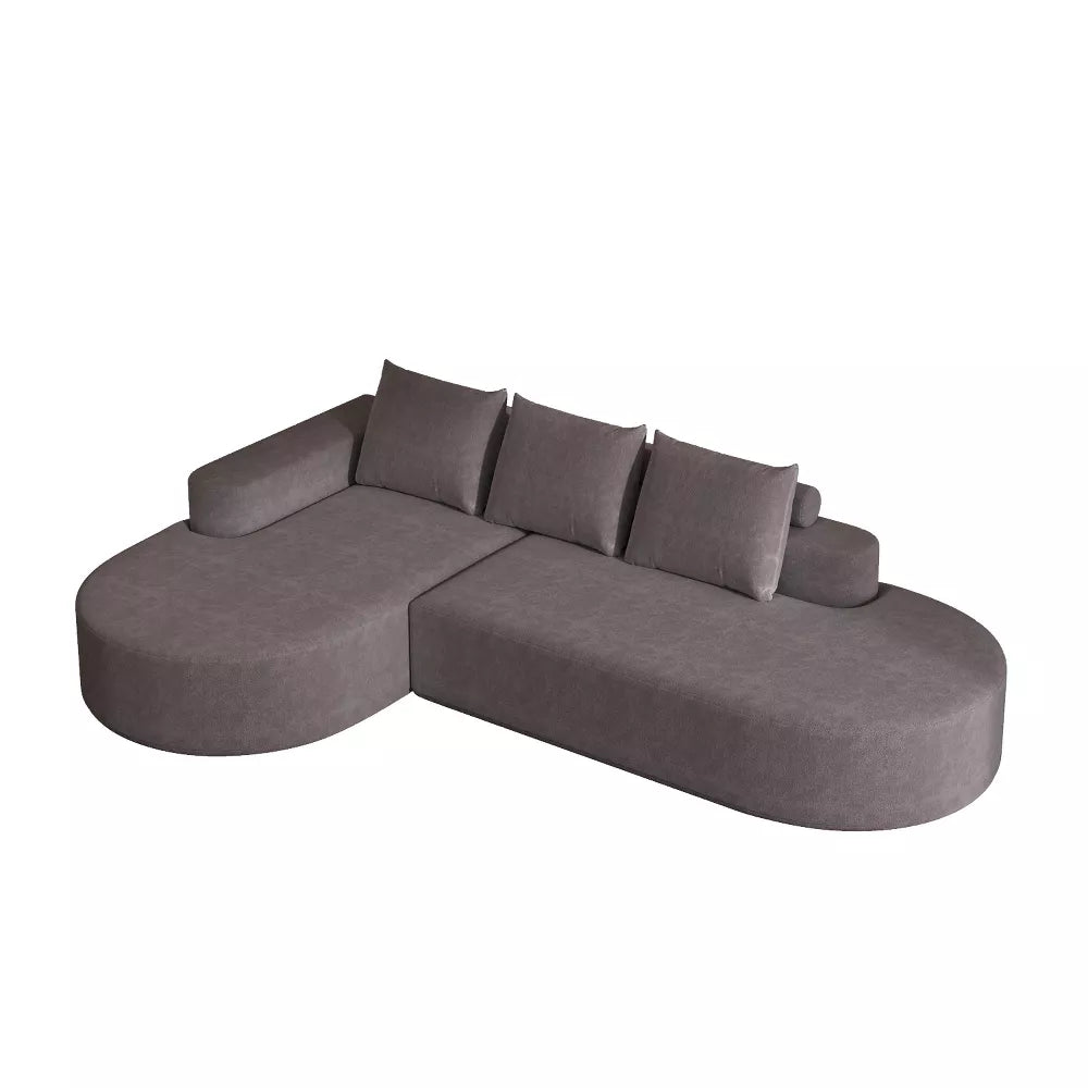 Canapea Coltar Premium Memory Foam HD 275x175x70 cm Material Plusat Reiat cu Dungi Groase