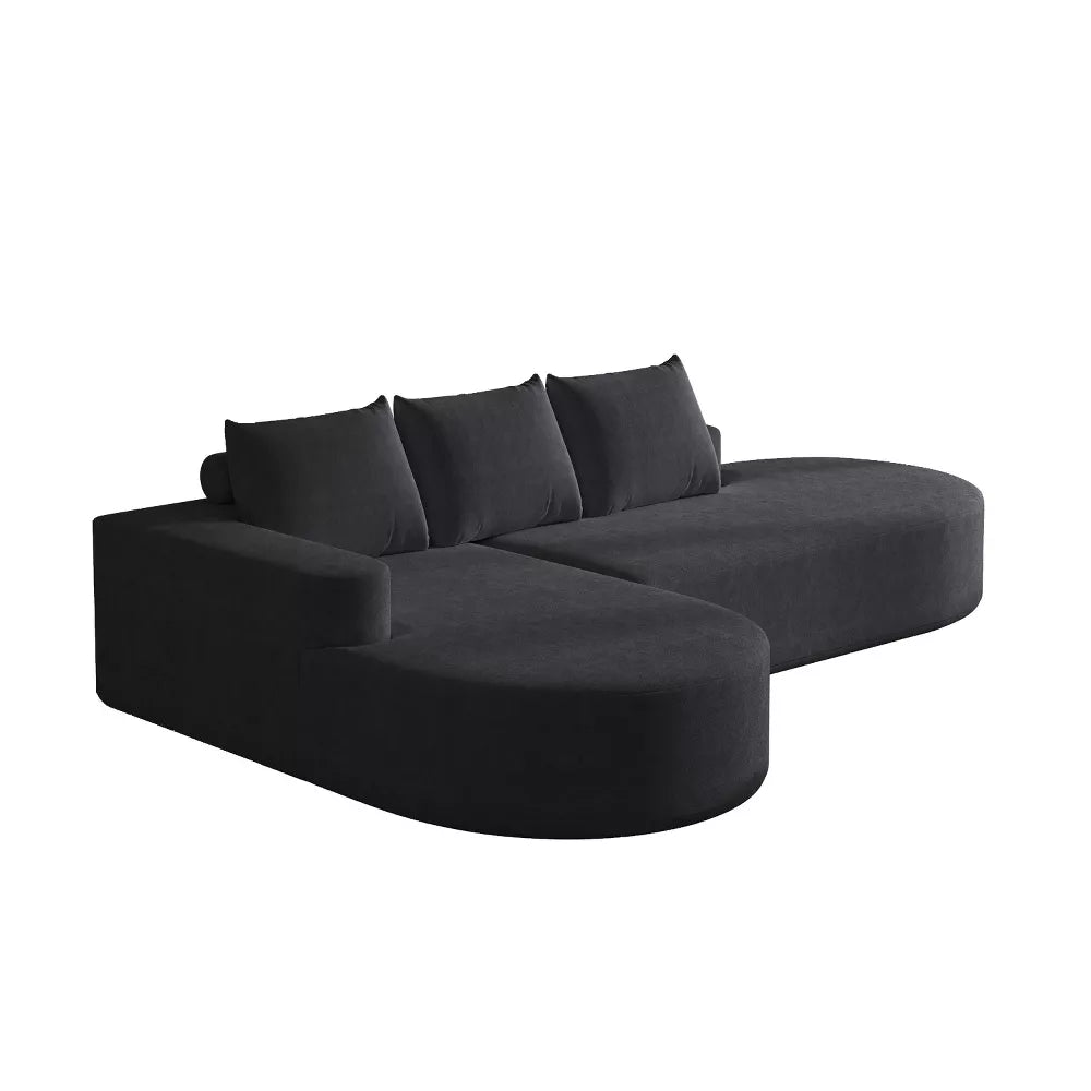 Canapea Coltar Premium Memory Foam HD 275x175x70 cm Material Plusat Reiat cu Dungi Groase