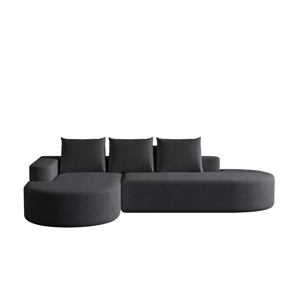 Canapea Coltar Premium Memory Foam HD 275x175x70 cm Material Plusat Reiat cu Dungi Groase
