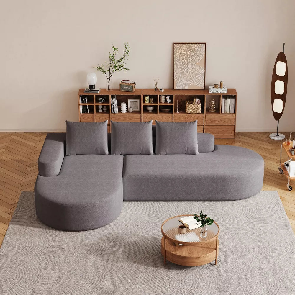 Canapea Coltar Premium Memory Foam HD 275x175x70 cm Material Plusat Reiat cu Dungi Groase