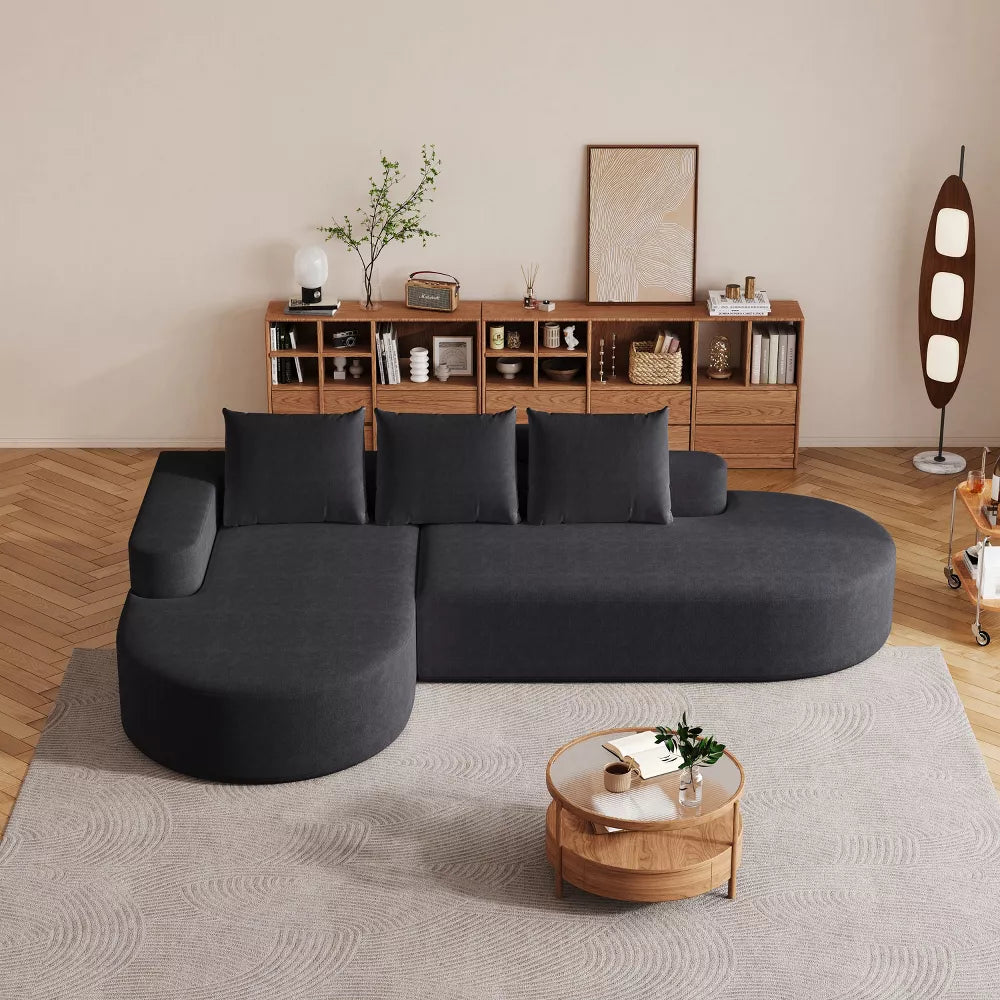 Canapea Coltar Premium Memory Foam HD 275x175x70 cm Material Plusat Reiat cu Dungi Groase