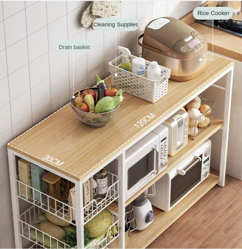 RESIGILAT - Raft de bucatarie, suport pentru cuptorul cu microunde, cosuri de sarma, 80cm/120cm