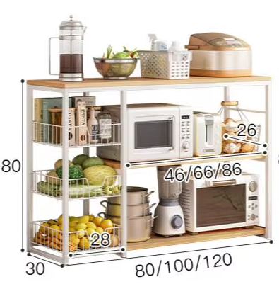 RESIGILAT - Raft de bucatarie, suport pentru cuptorul cu microunde, cosuri de sarma, 80cm/120cm