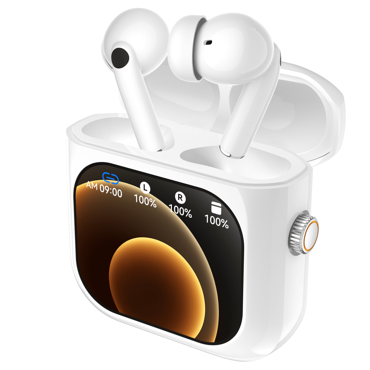 Casti Wireless Bluetooth cu Control Touch si Ecran LCD 2.01 inch, ANC, 512MB Stocare