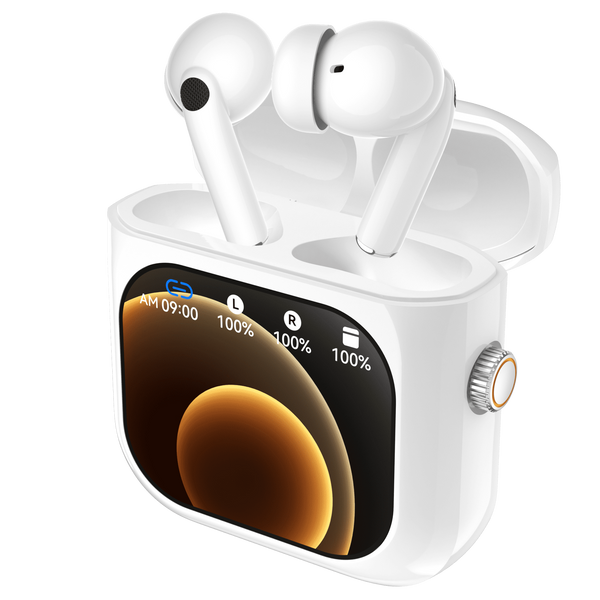 Casti Wireless Bluetooth cu Control Touch si Ecran LCD 2.01 inch, ANC, 512MB Stocare