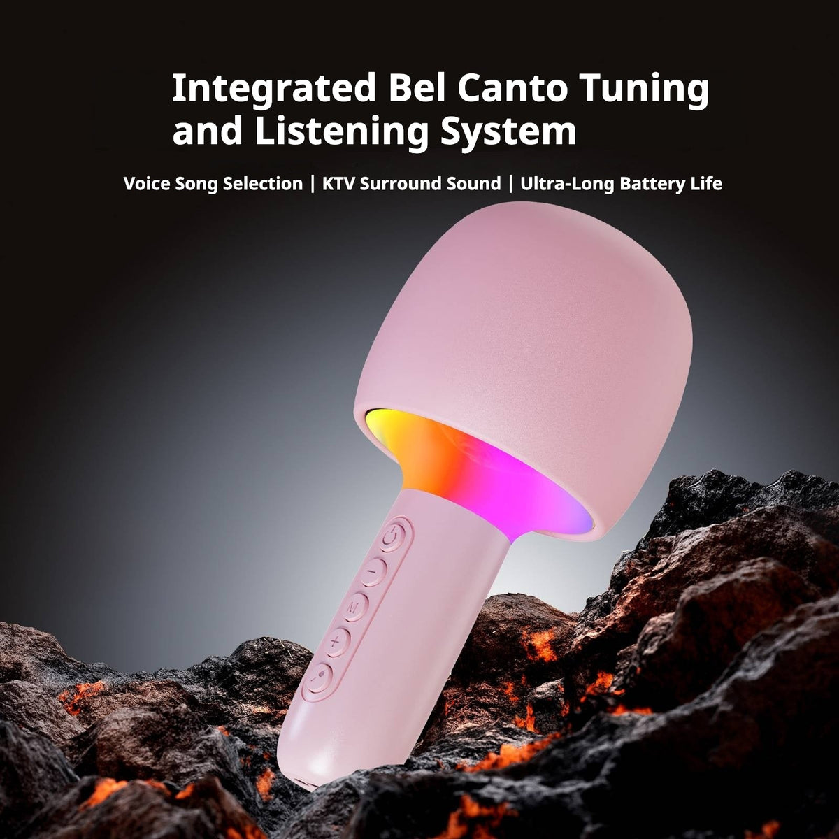 Microfon Karaoke Wireless cu Boxa si LED RGB OKOP KP-M110 – 5W