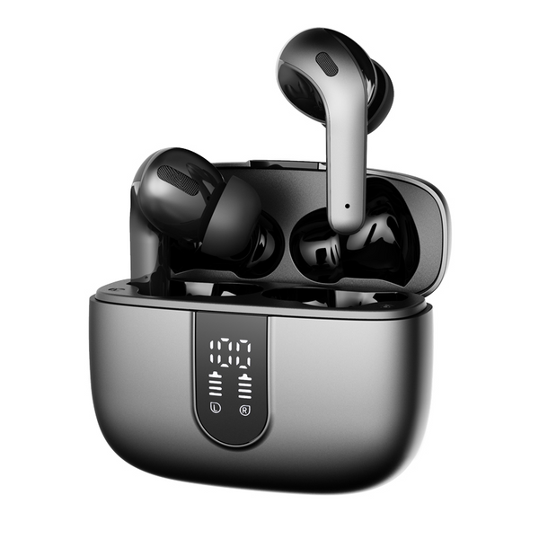 Casti Wireless In-Ear Bluetooth 5.4 Rezistente la Apa cu Display Baterie si Fast Pairing