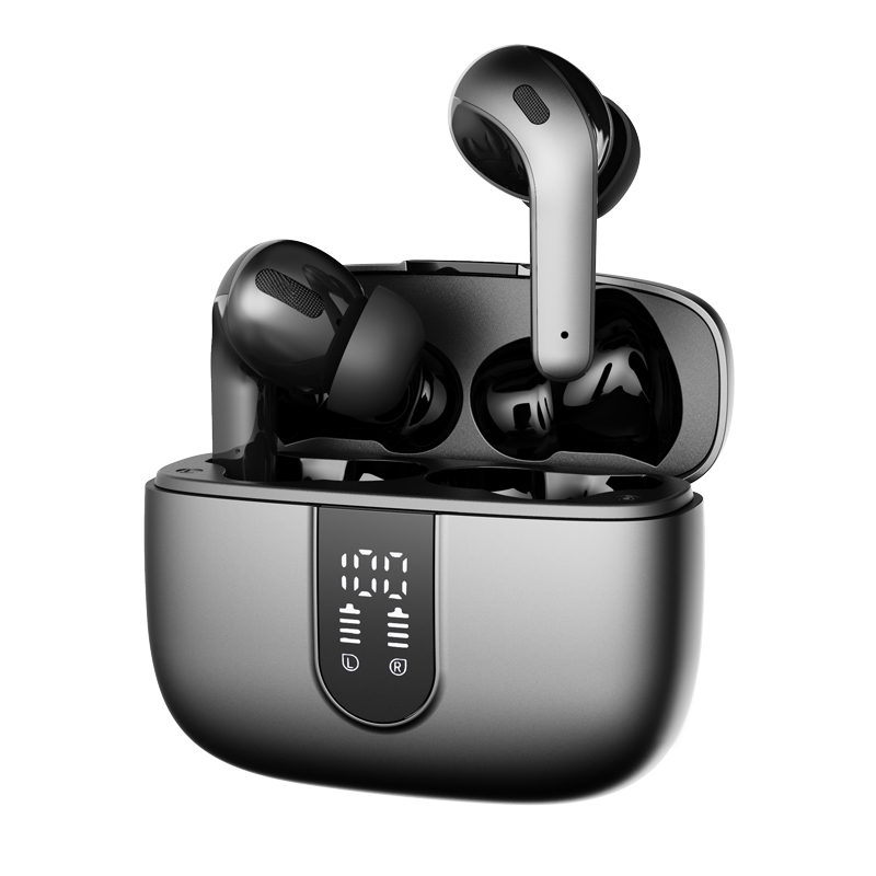 Casti Wireless In-Ear Bluetooth 5.4 Rezistente la Apa cu Display Baterie si Fast Pairing