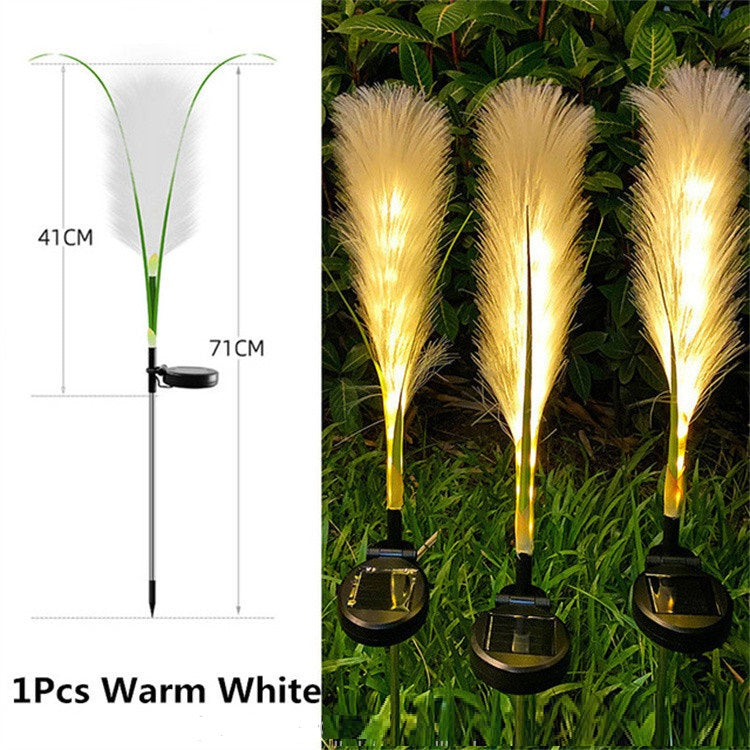 Set 2 Lampi Solare Decorative tip Iarba Pampas cu LED  70cm, lumina calda, IP66
