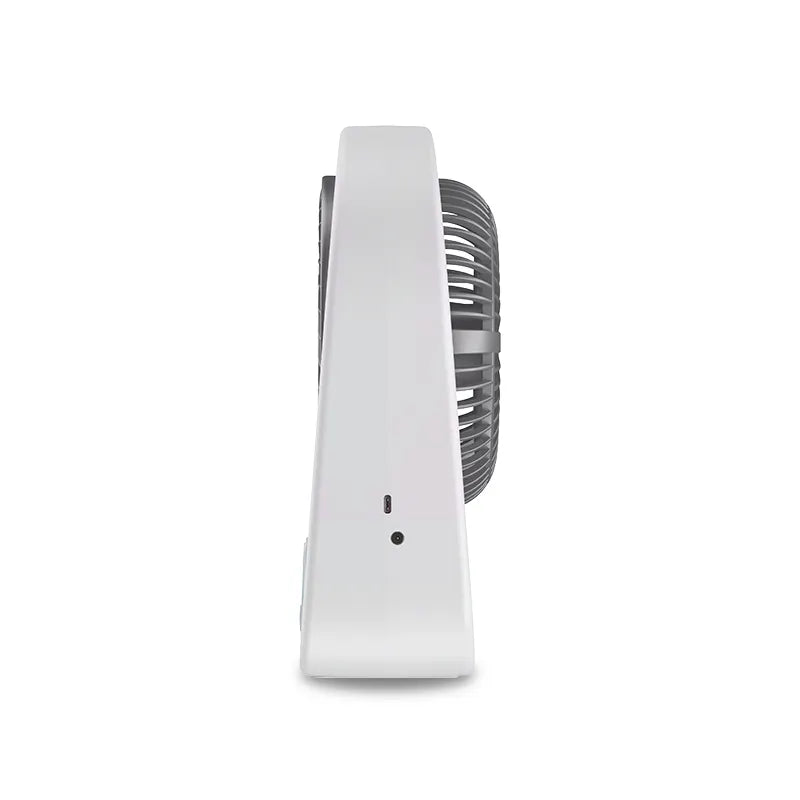 Ventilator solar, 15/20 cm, cu 2 becuri incluse, functie de powerbank, din ABS, cu USB, alb/gri