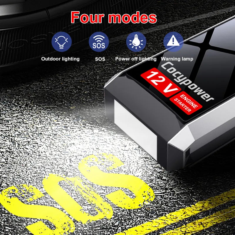 Robot Pornire Auto Portabil 800A, Jump Starter 12V cu Acumulator 8000mAh, Ecran LCD si Port USB