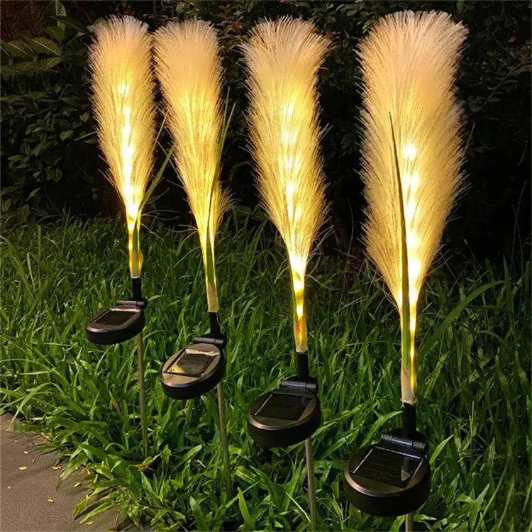 Set 2 Lampi Solare Decorative tip Iarba Pampas cu LED  70cm, lumina calda, IP66
