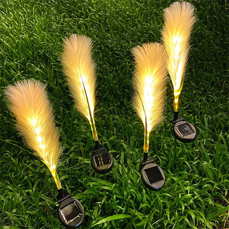 Set 2 Lampi Solare Decorative tip Iarba Pampas cu LED  70cm, lumina calda, IP66