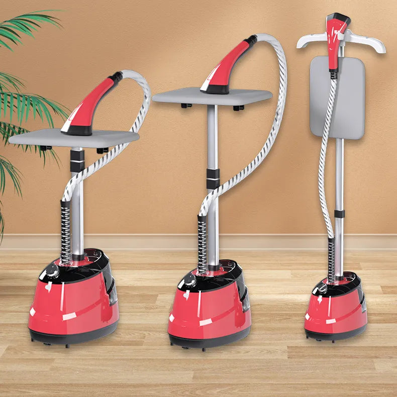 RESIGILAT - Aparat de Calcat cu Abur Vertical HOFFMANS 2 in 1 , 2000W, Profesional, Portabil, cu Masa de Calcat - Rosu