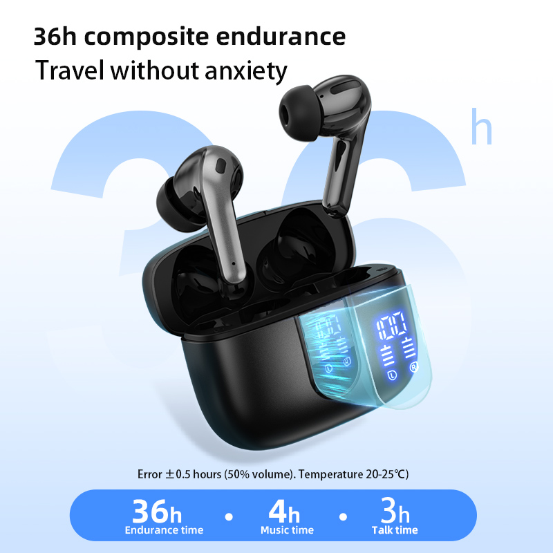 Casti Wireless In-Ear Bluetooth 5.4 Rezistente la Apa cu Display Baterie si Fast Pairing
