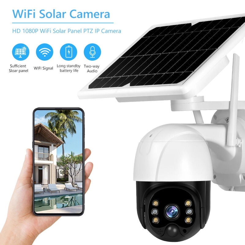 Camera de supraveghere wireless 5MP cu panou solar si rotire 355°, infrarosu, WiFi/4G