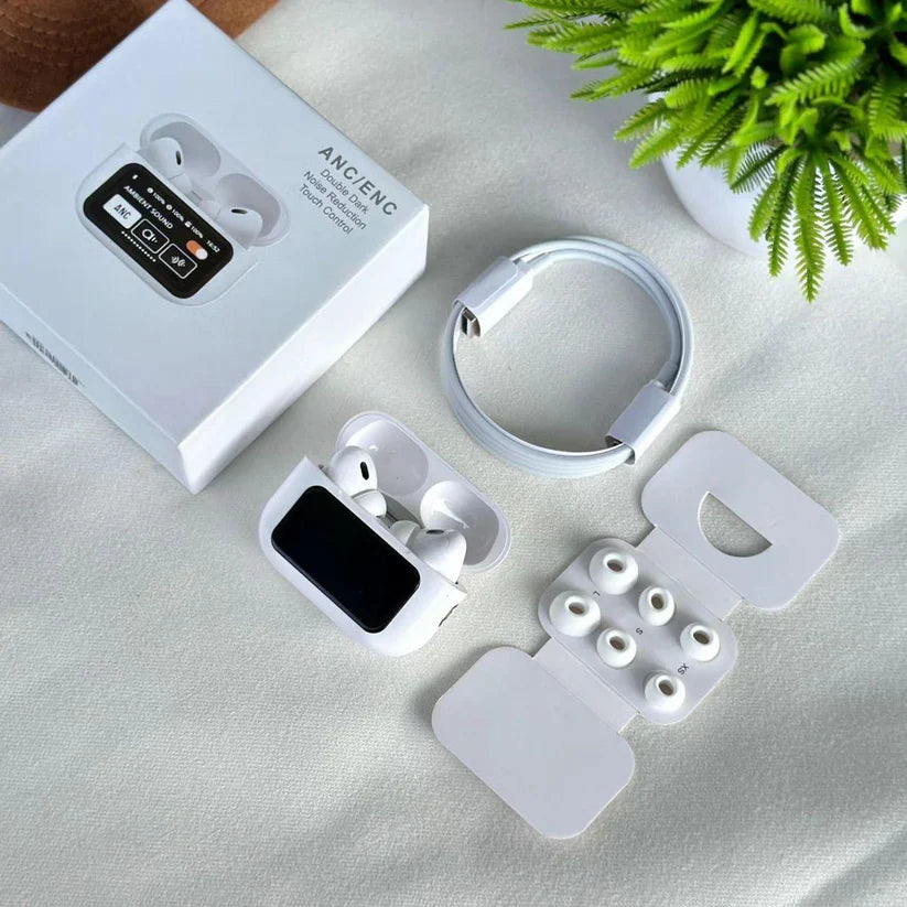Casti wireless bluetooth A9 pro, cu Touch Screen si Anularea Zgomotului, Bluetooth 5.4,microfon HD, control tactil/touch, rezistente la apa