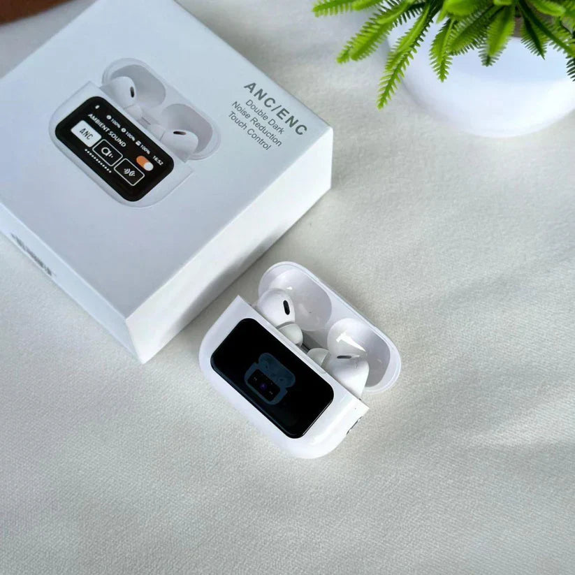 Casti wireless bluetooth A9 pro, cu Touch Screen si Anularea Zgomotului, Bluetooth 5.4,microfon HD, control tactil/touch, rezistente la apa