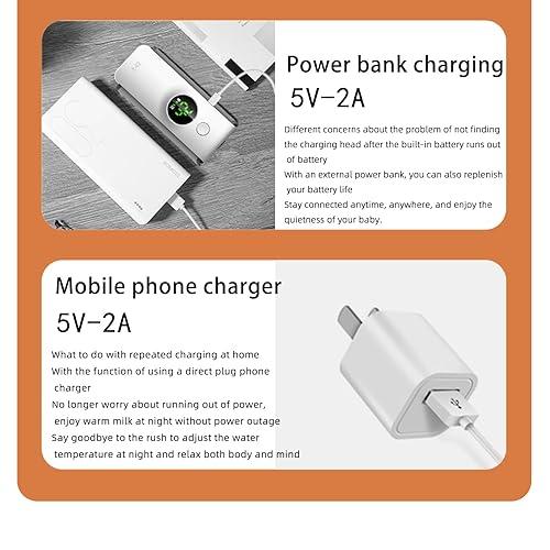 Incalzitor portabil pentru biberoane cu baterie 6000mAh reglaj temperatura 37-55°C incarcare USB