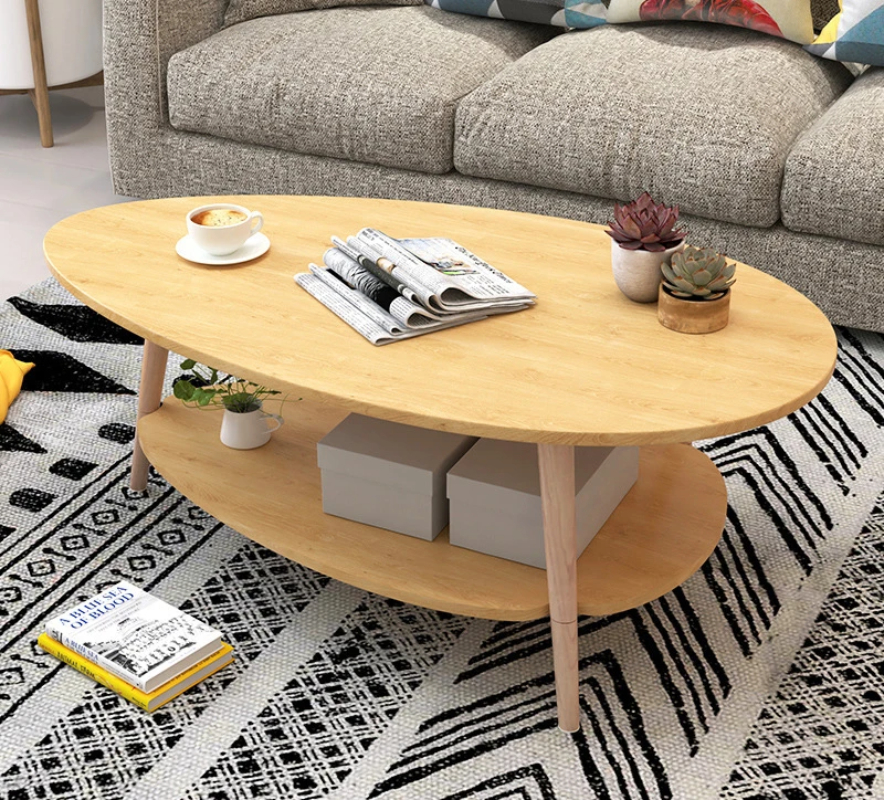 RESIGILAT - Masuta cafea ovala pentru sufragerie, din lemn MDF, 3 picioare