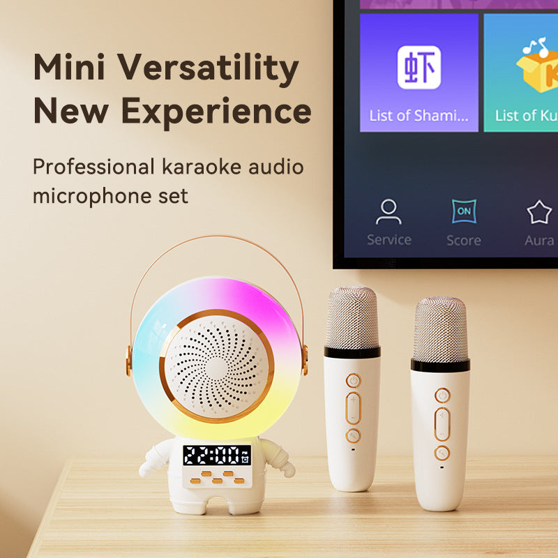 Boxa karaoke portabila cu 1 microfon wireless, Bluetooth, ceas si alarma