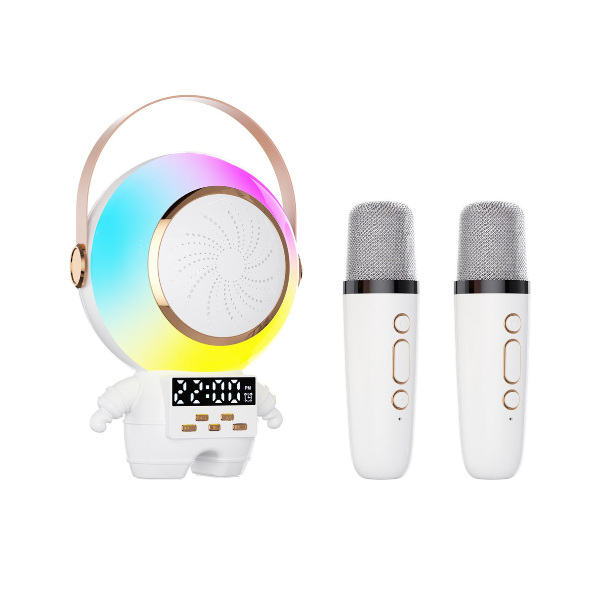 Boxa karaoke portabila cu 1 microfon wireless, Bluetooth, ceas si alarma