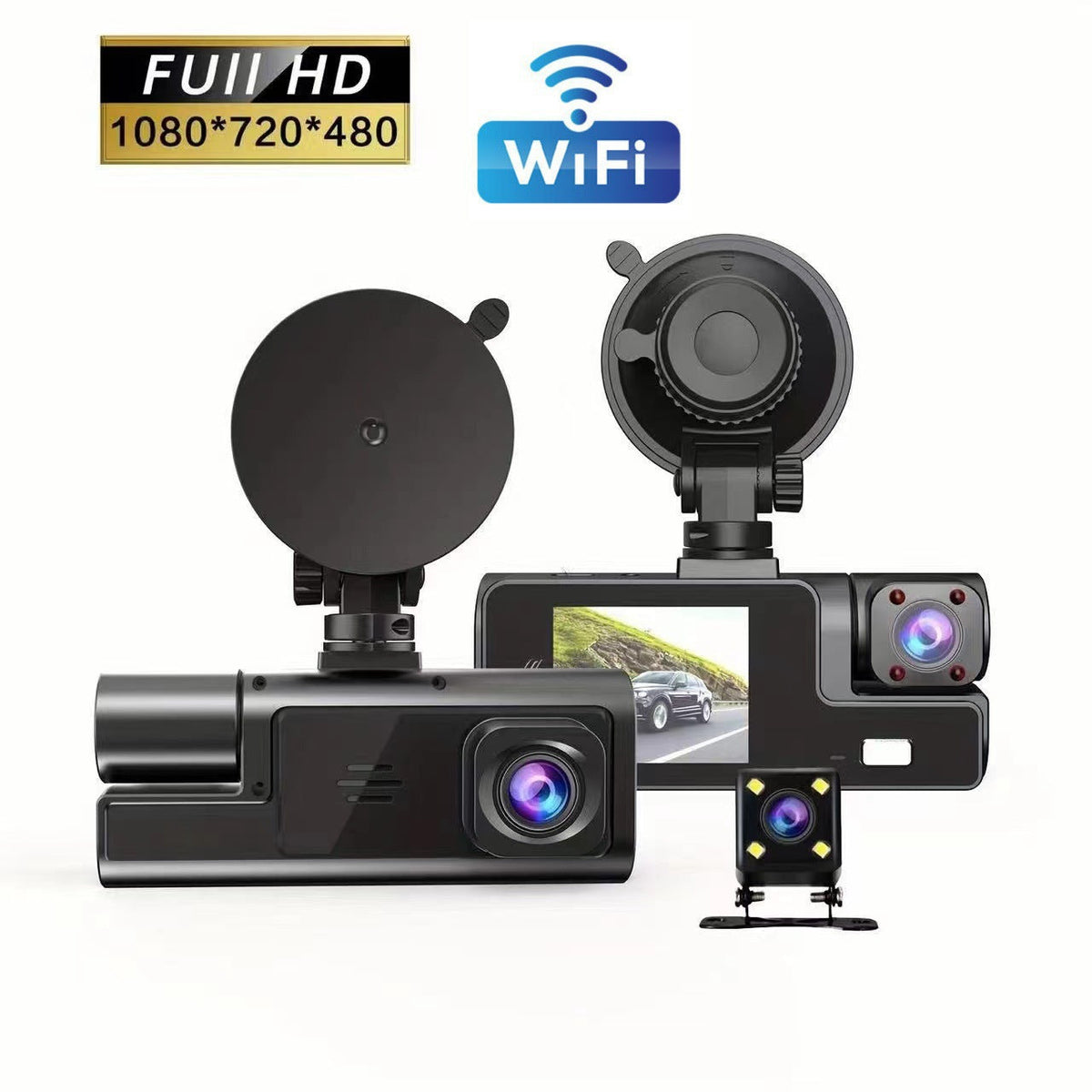 Camera auto tripla FullHD, 3 camere-fata/spate/interior, ecran 2&#39;&#39;, G Senzor