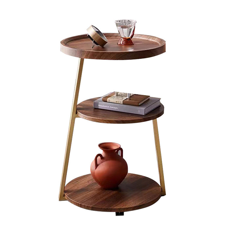 RESIGILAT - Masuta de cafea pentru living cu 3 polite rotunde, MDF, 62cm, negru/wenge