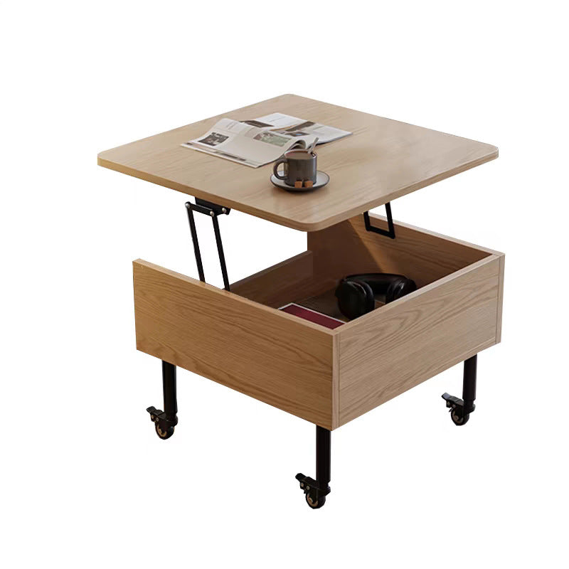 RESIGILAT - Masuta de cafea cu blat rabatabil, spatiu de depozitare si roti pivotante, 55x55x48cm