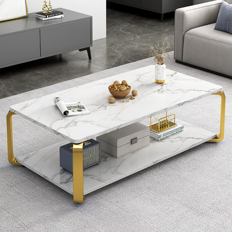 RESIGILAT - Masuta de cafea cu raft de depozitare, stil italian, 110x60x43cm, blat MDF si cadru metalic