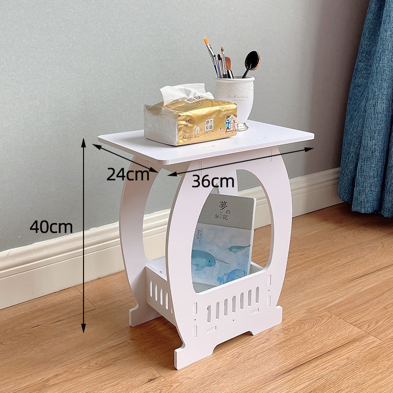 Noptiera alba decorativa, din PVC, 2 polite, 45cm