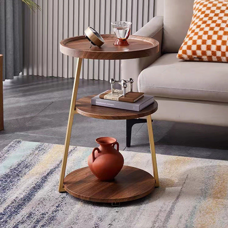 RESIGILAT - Masuta de cafea pentru living cu 3 polite rotunde, MDF, 62cm, negru/wenge