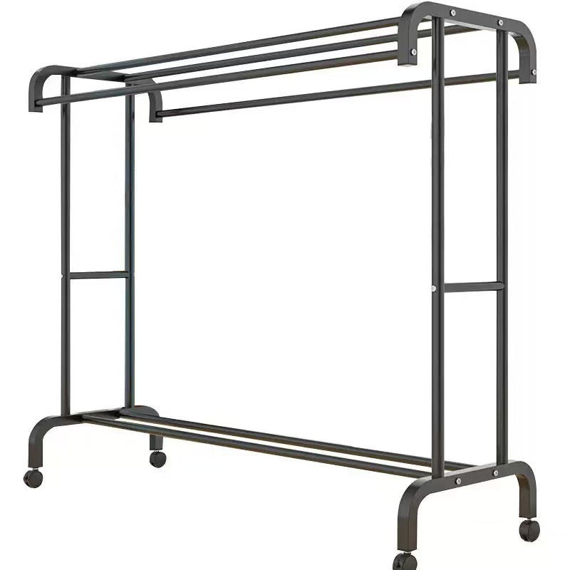 Suport dublu de umerase pentru haine, cu 1 suport de pantofi, din metal, cu raft depozitare deasupra – 50KG greutate maxima, 150x120x48cm