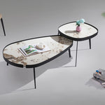 Set 2 Masute de Cafea Moderne din Piatra Sinterizata, Finisaj Lucios, Rezistente la Caldura si Pete, Design Elegant pentru Living