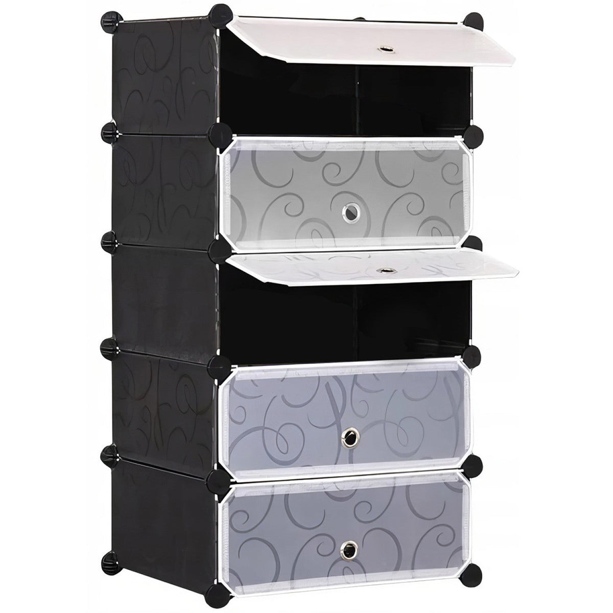 Dulapr Modular pentru Incaltaminte, cu 5 Niveluri, Design Portabil cu Usi, 85 x 47 x 37cm
