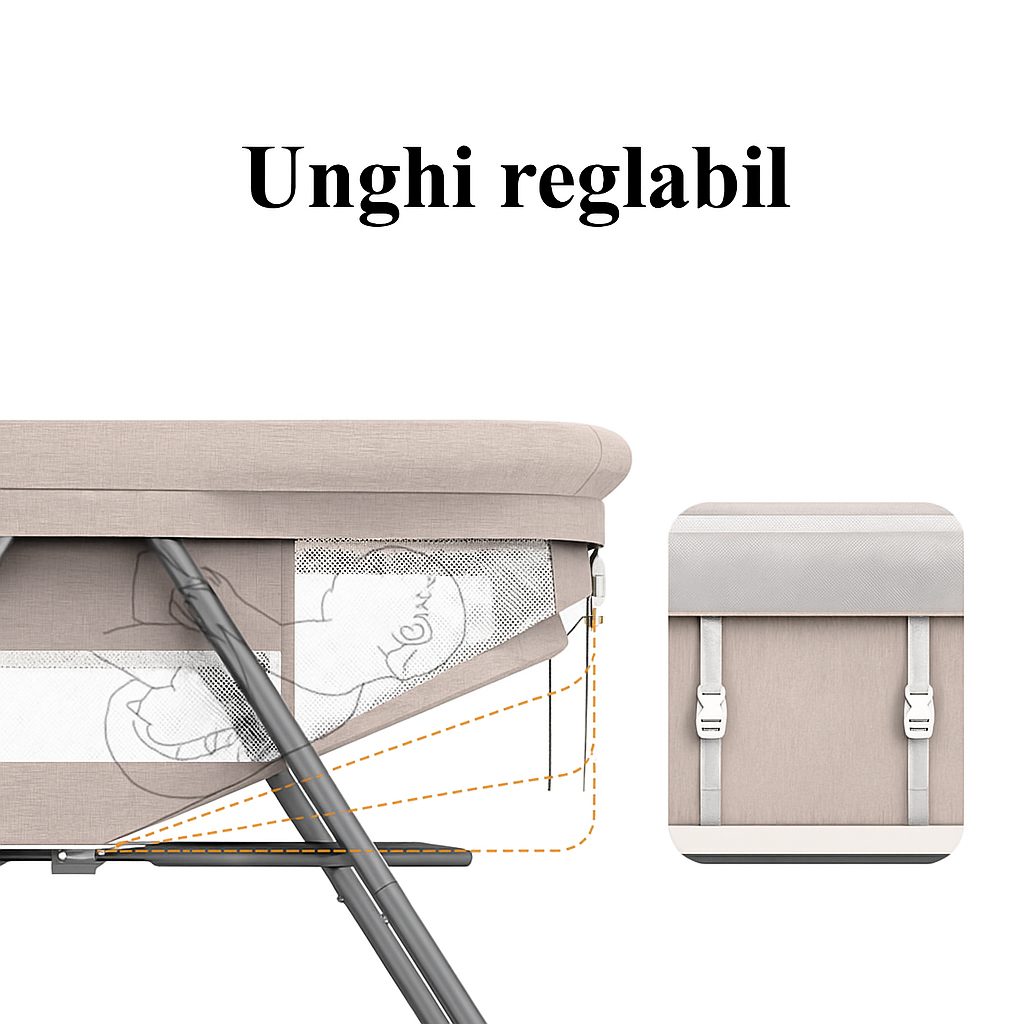 Patut bebelusi multifunctional – Portabil, Pliabil, cu Roti, cu Saltea, Nou-Nascuti