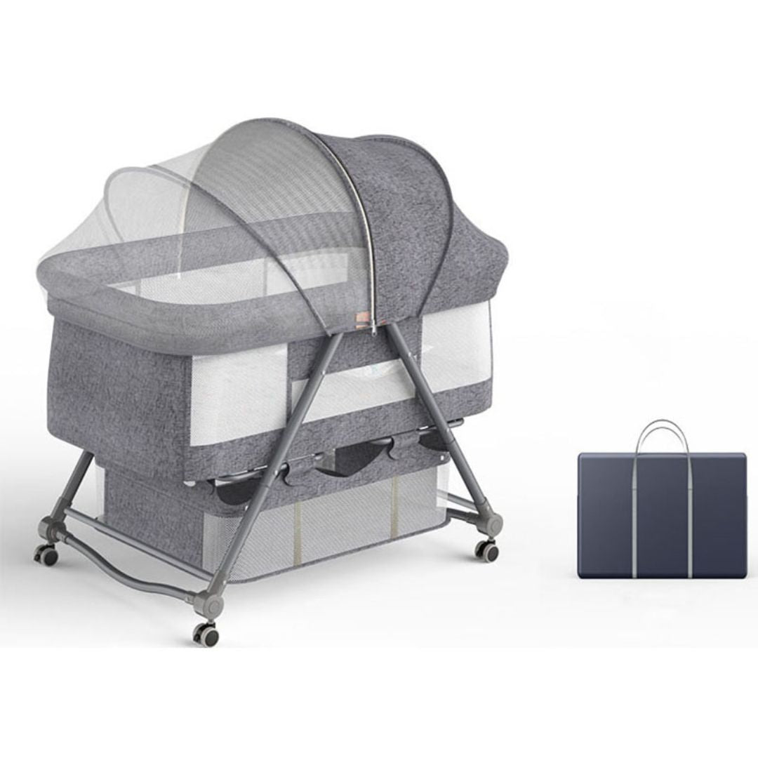 Patut bebelusi multifunctional – Portabil, Pliabil, cu Roti, cu Saltea, Nou-Nascuti