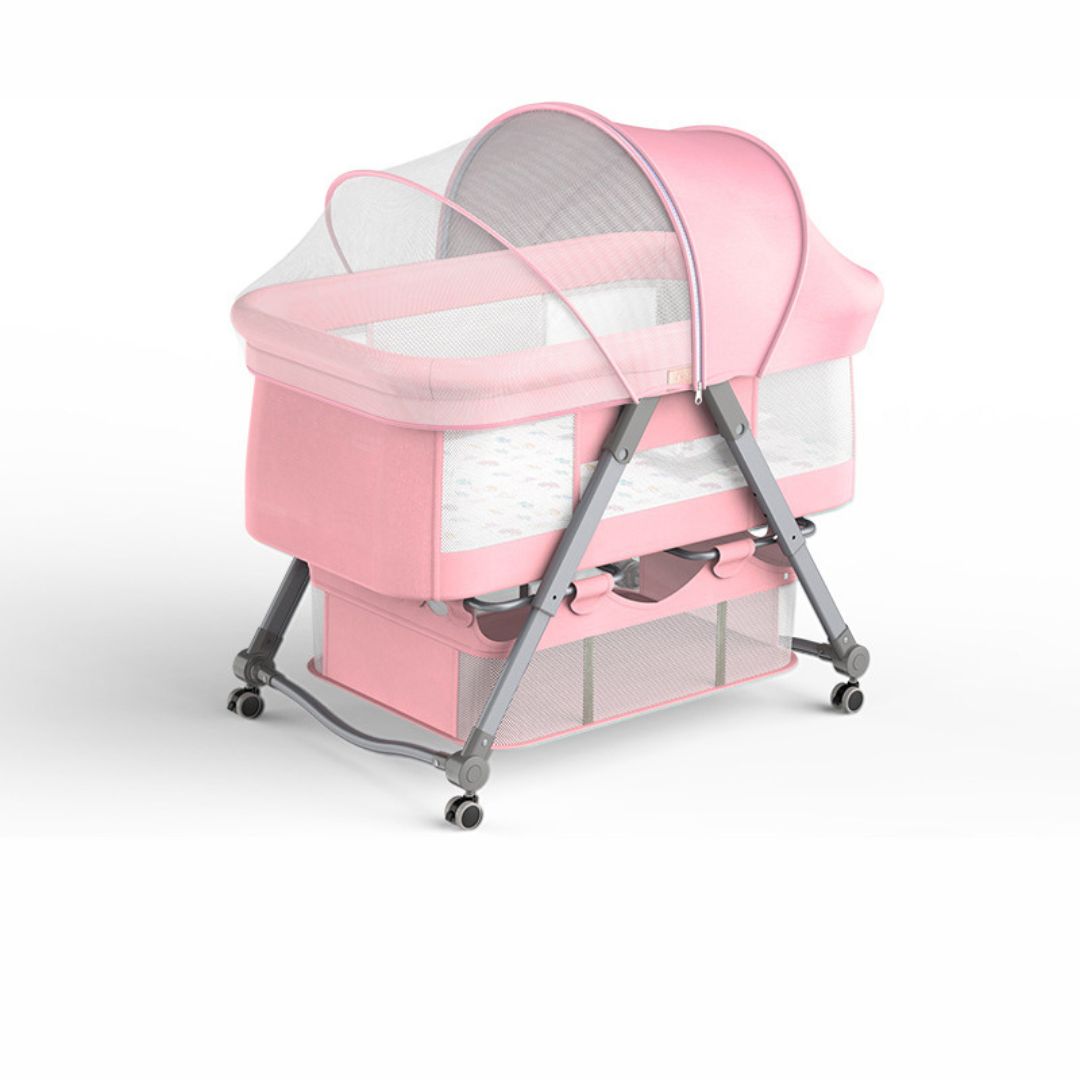 Patut bebelusi multifunctional – Portabil, Pliabil, cu Roti, cu Saltea, Nou-Nascuti