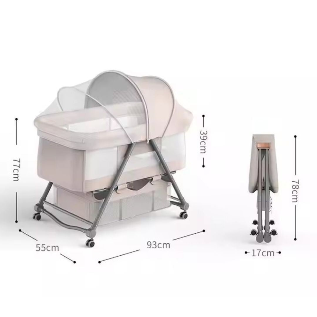 Patut bebelusi multifunctional – Portabil, Pliabil, cu Roti, cu Saltea, Nou-Nascuti