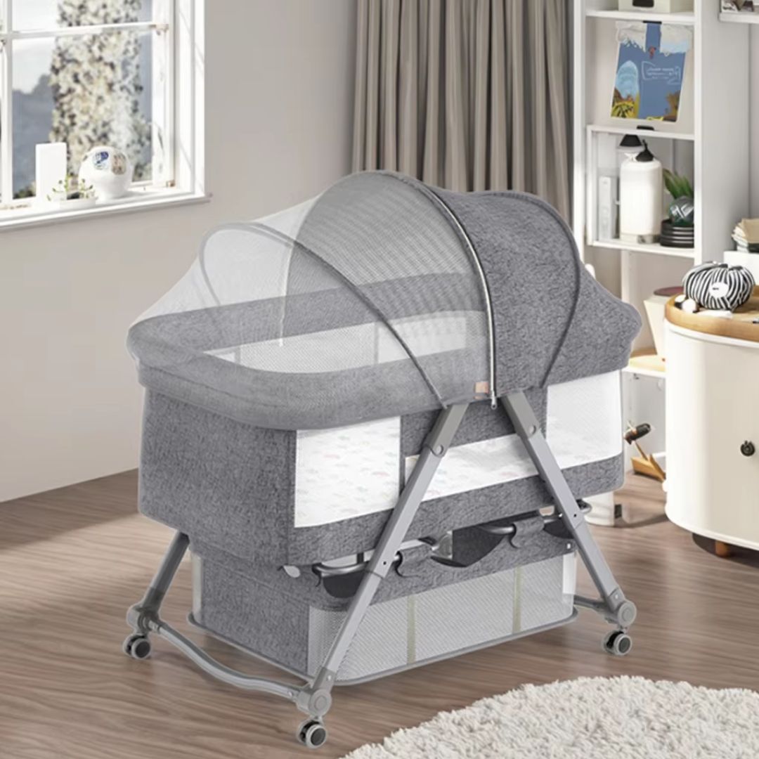 Patut bebelusi multifunctional – Portabil, Pliabil, cu Roti, cu Saltea, Nou-Nascuti